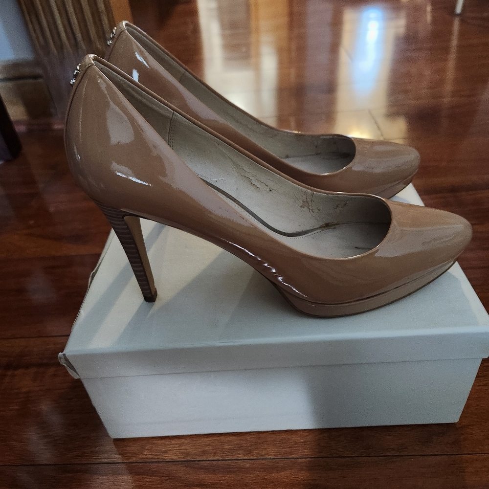 Nude Coach Platform Heels - Picture 6 of 10